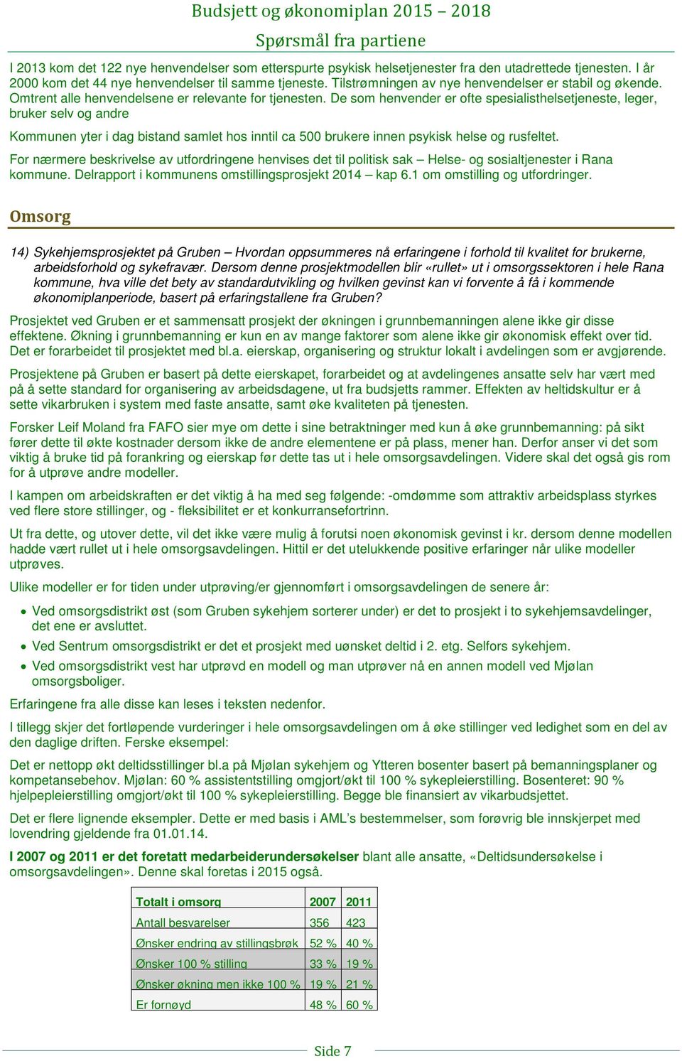 De som henvender er ofte spesialisthelsetjeneste, leger, bruker selv og andre Kommunen yter i dag bistand samlet hos inntil ca 500 brukere innen psykisk helse og rusfeltet.