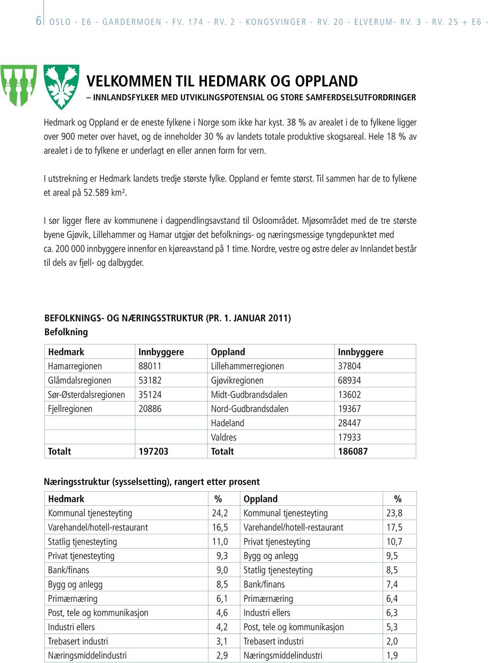 38 % av arealet i de to fylkene ligger over 900 meter over havet, og de inneholder 30 % av landets totale produktive skogsareal.