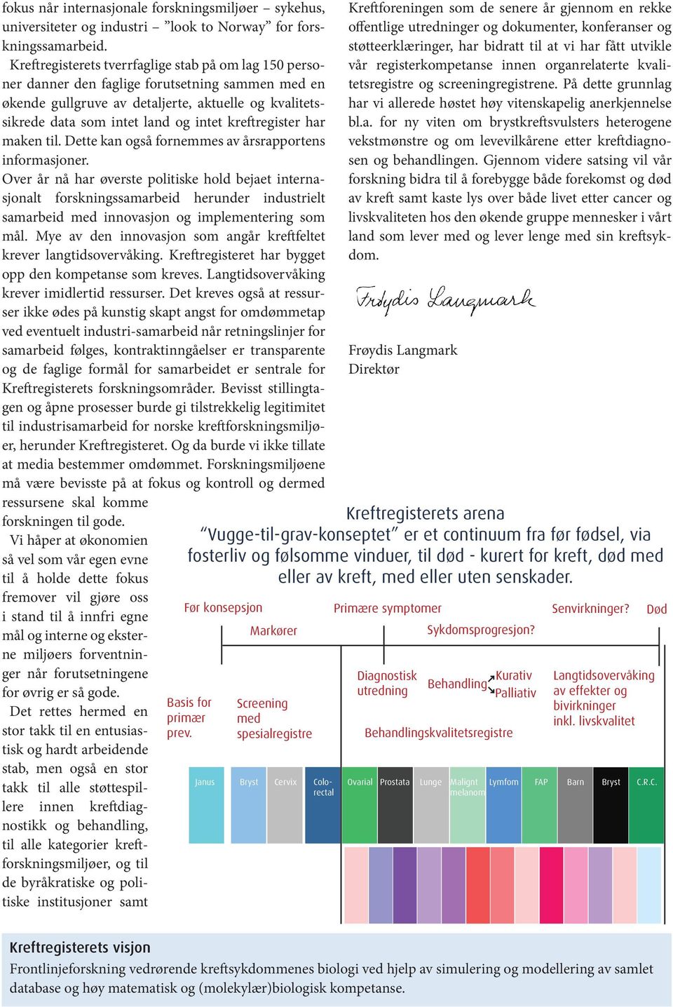 kreftregister har maken til. Dette kan også fornemmes av årsrapportens informasjoner.