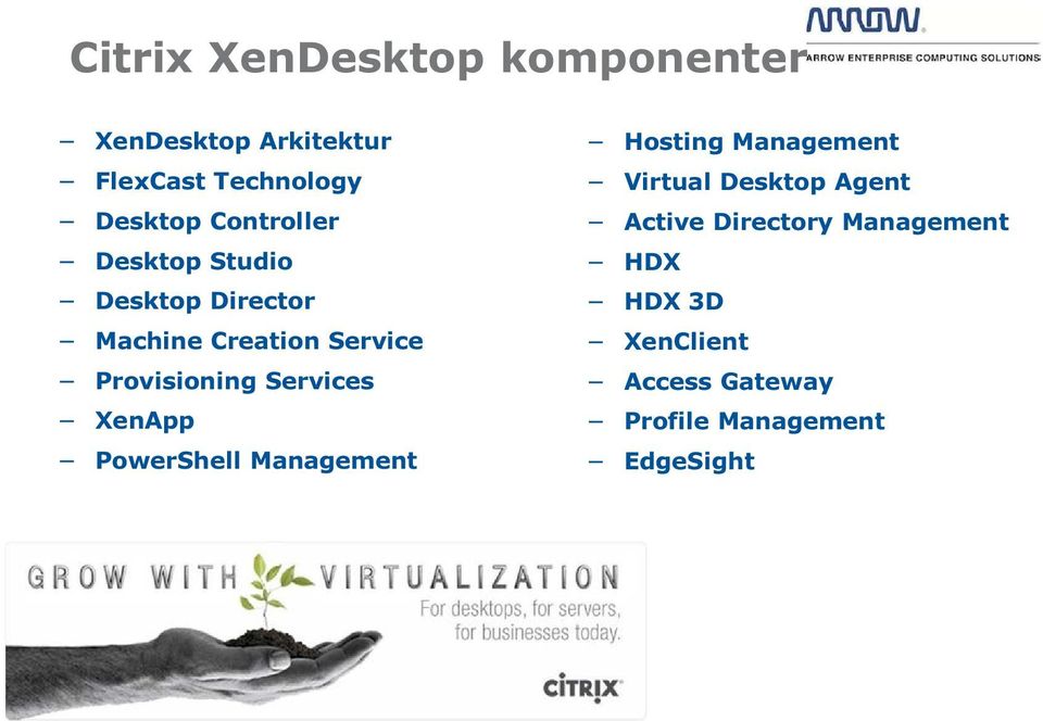 Services XenApp PowerShell Management Hosting Management Virtual Desktop Agent