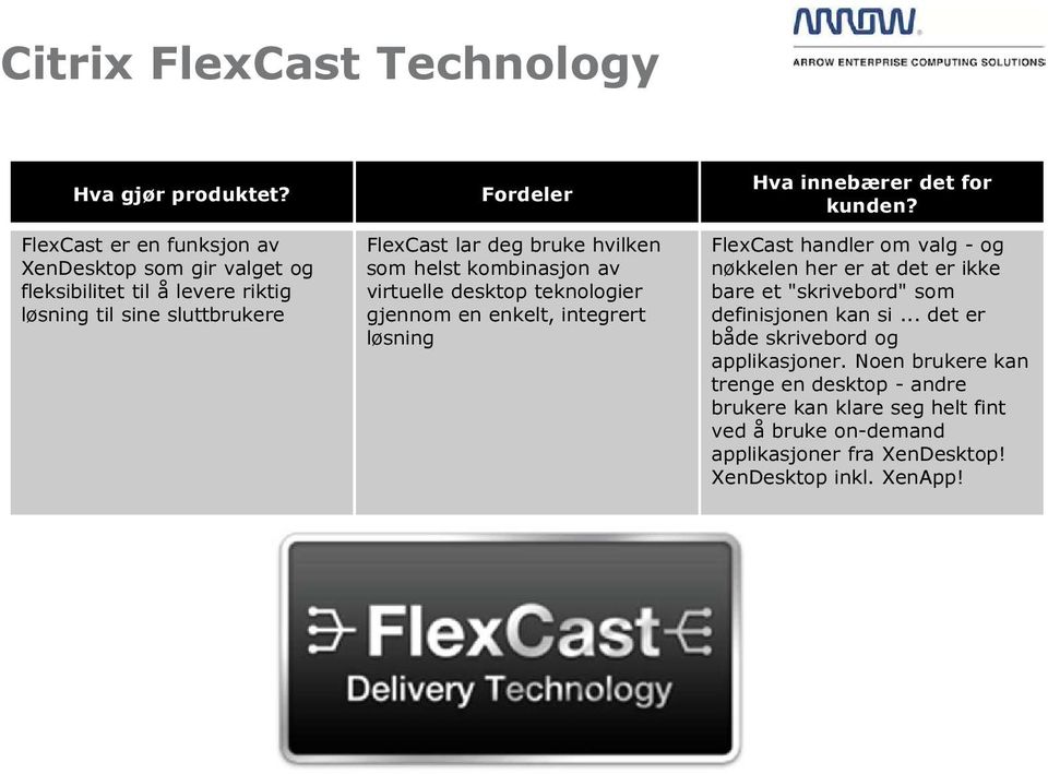FlexCast handler om valg - og nøkkelen her er at det er ikke bare et "skrivebord" som definisjonen kan si.