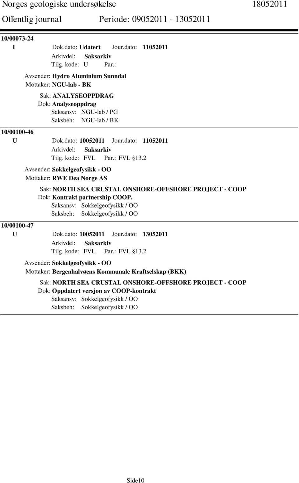 dato: 11052011 Tilg. kode: FVL Par.: FVL 13.2 Avsender: Sokkelgeofysikk - OO Mottaker: RWE Dea Norge AS Sak: NORTH SEA CRUSTAL ONSHORE-OFFSHORE PROJECT - COOP Dok: Kontrakt partnership COOP.