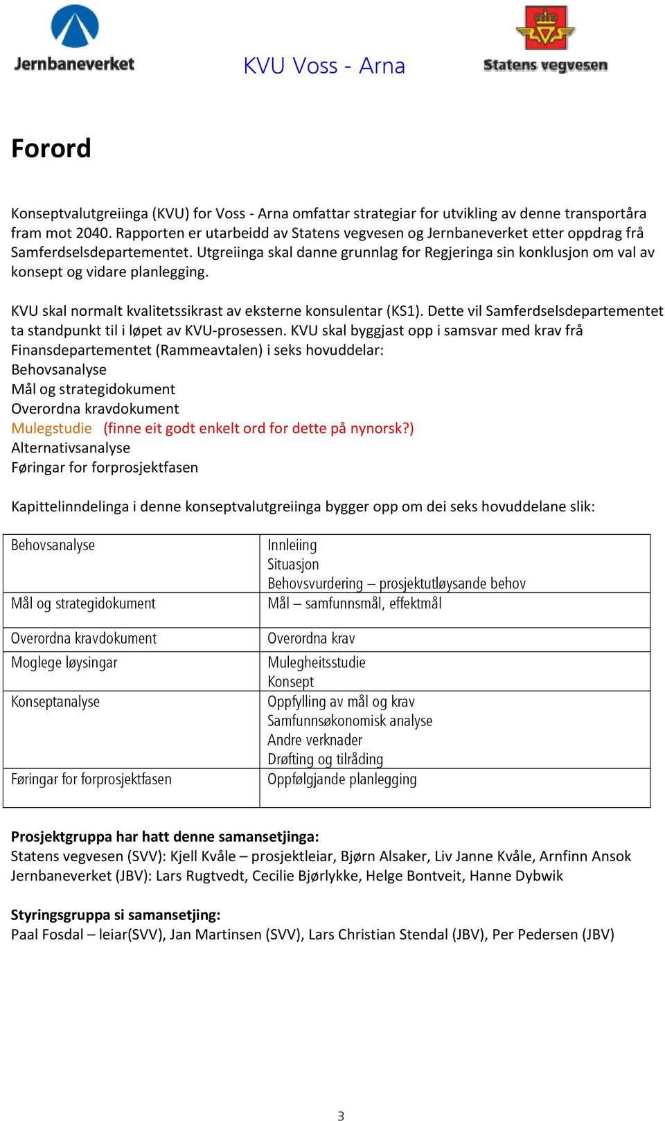 Utgreiinga skal danne grunnlag for Regjeringa sin konklusjon om val av konsept og vidare planlegging. KVU skal normalt kvalitetssikrast av eksterne konsulentar (KS1).