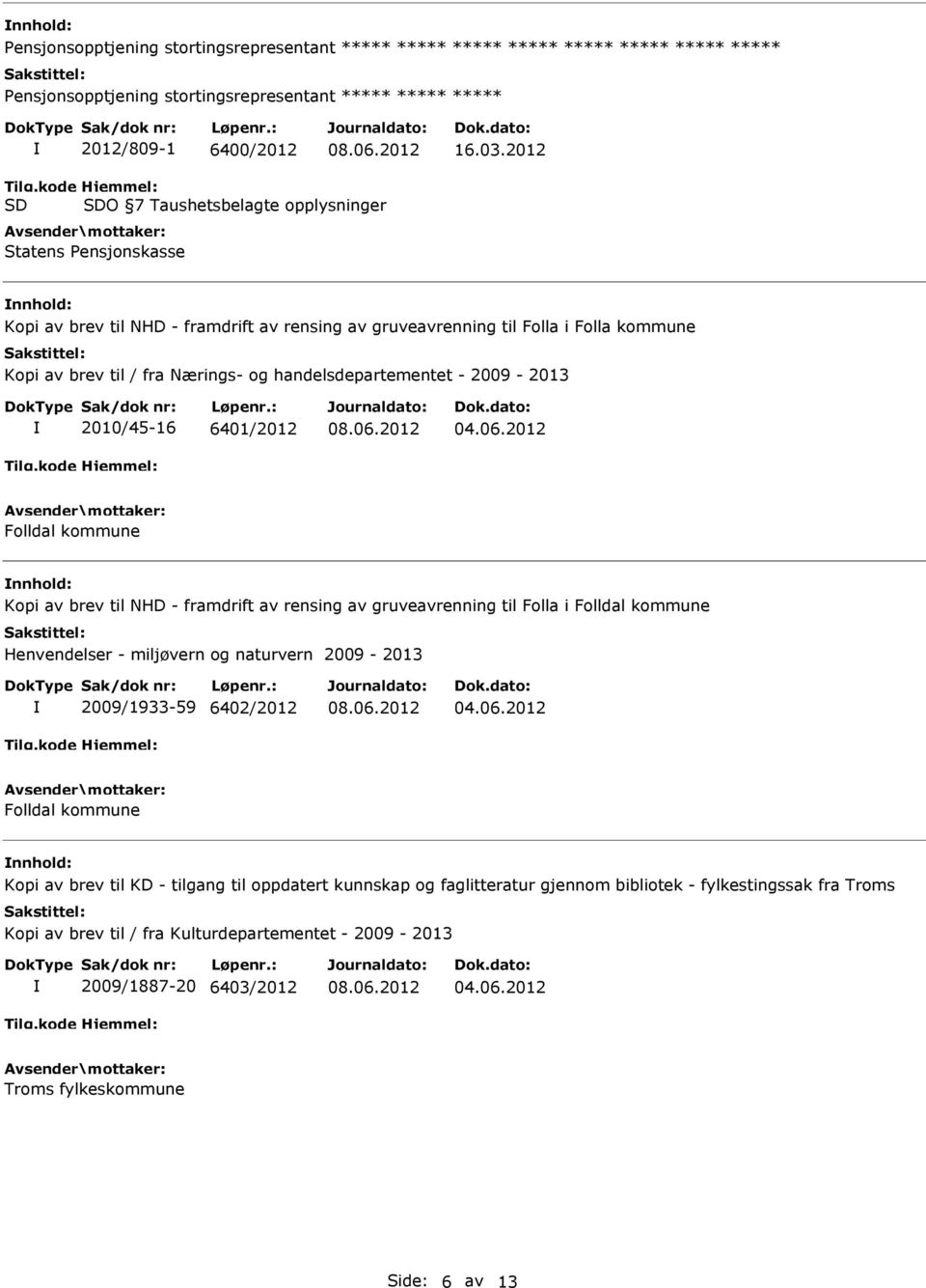 handelsdepartementet - 2009-2013 2010/45-16 6401/2012 04.06.