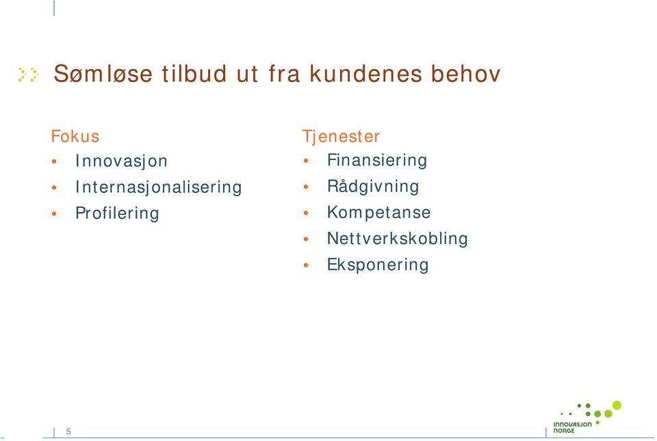 Profilering Tjenester Finansiering