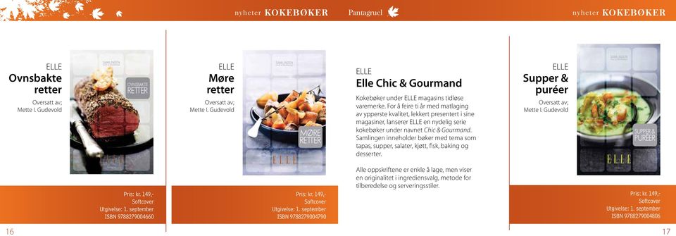 For å feire ti år med matlaging av ypperste kvalitet, lekkert presentert i sine magasiner, lanserer ELLE en nydelig serie kokebøker under navnet Chic & Gourmand.