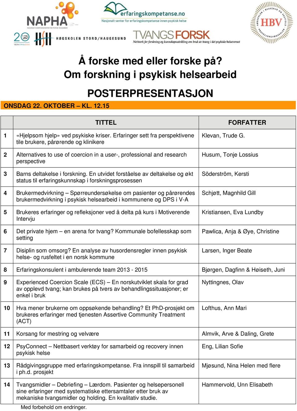 En utvidet forståelse av deltakelse og økt status til erfaringskunnskap i forskningsprosessen 4 Brukermedvirkning Spørreundersøkelse om pasienter og pårørendes brukermedvirkning i psykisk helsearbeid