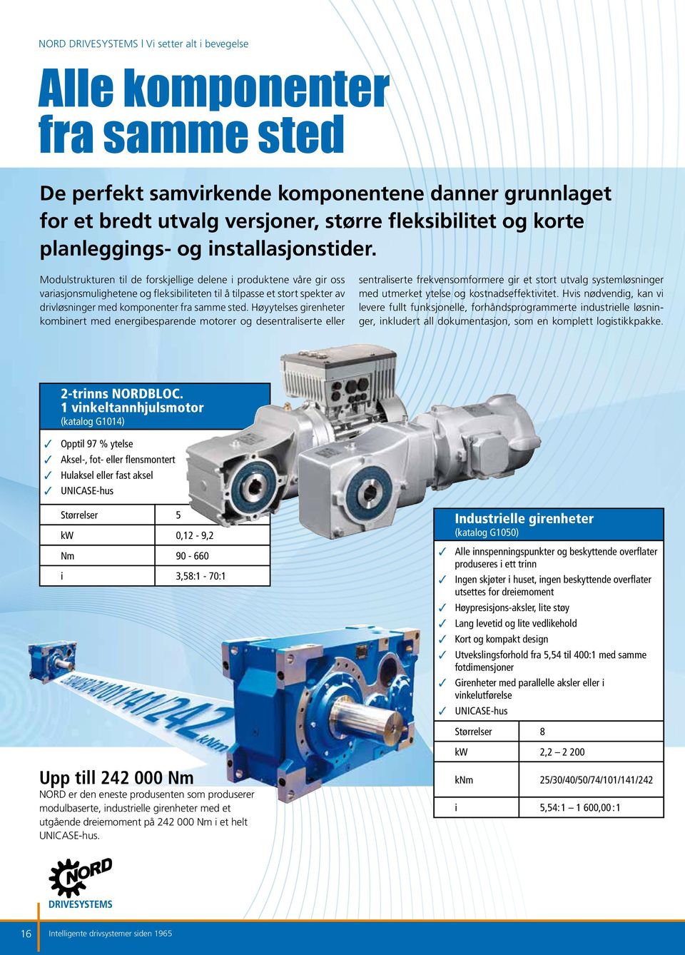 Modulstrukturen til de forskjellige delene i produktene våre gir oss variasjonsmulighetene og fleksibiliteten til å tilpasse et stort spekter av drivløsninger med komponenter fra samme sted.