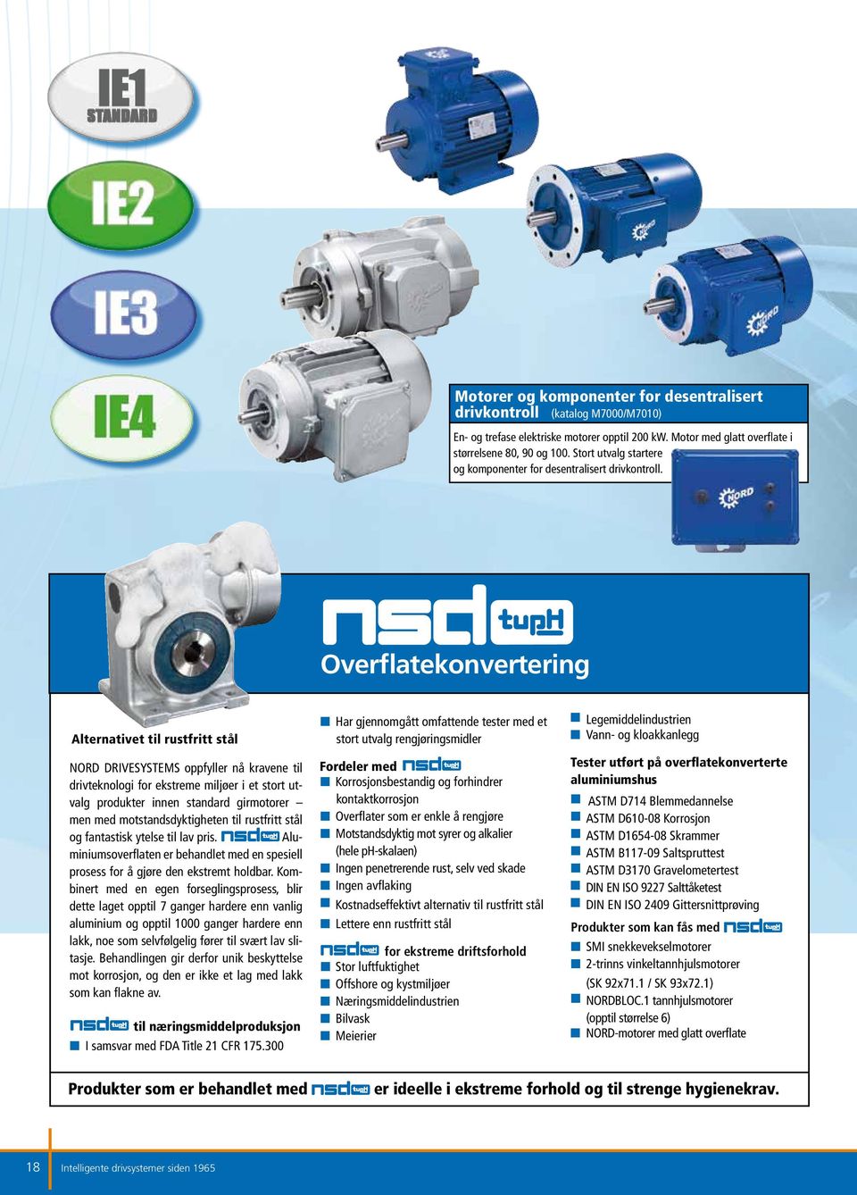 Overflatekonvertering Alternativet til rustfritt stål NORD DRIVESYSTEMS oppfyller nå kravene til drivteknologi for ekstreme miljøer i et stort utvalg produkter innen standard girmotorer men med