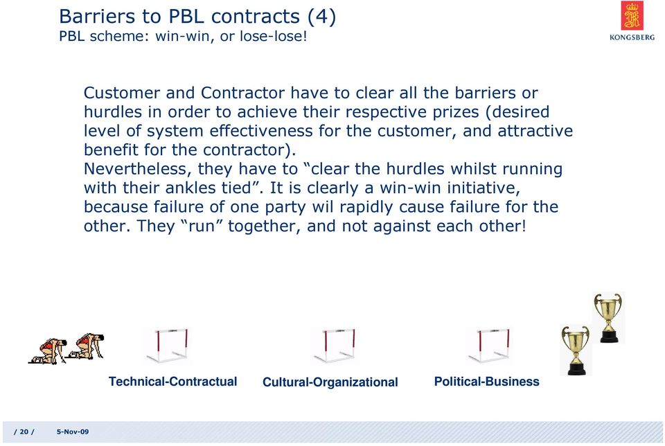 for the customer, and attractive benefit for the contractor). Nevertheless, they have to clear the hurdles whilst running with their ankles tied.