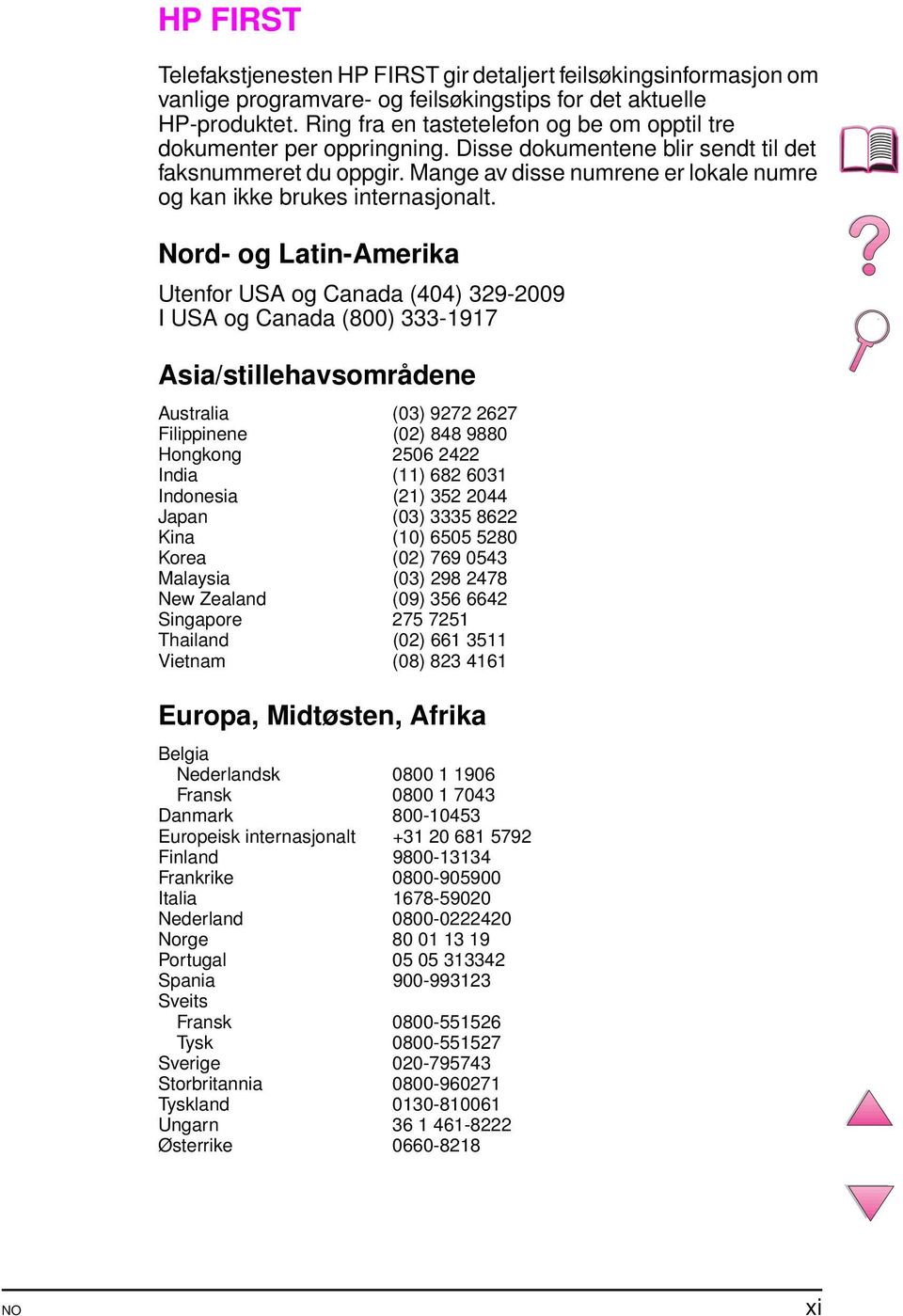 Mange av disse numrene er lokale numre og kan ikke brukes internasjonalt.