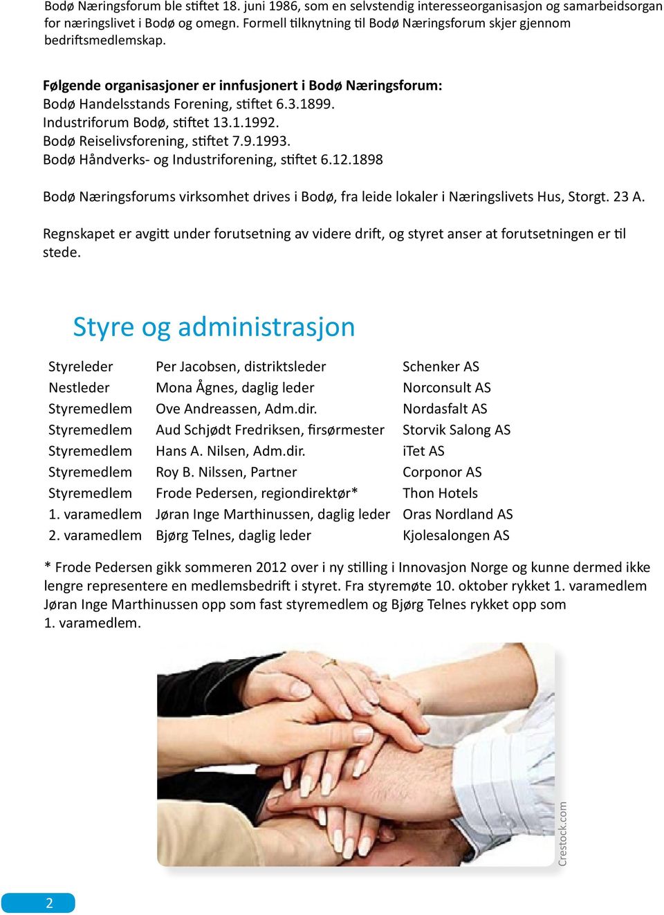 Industriforum Bodø, stiftet 13.1.1992. Bodø Reiselivsforening, stiftet 7.9.1993. Bodø Håndverks- og Industriforening, stiftet 6.12.