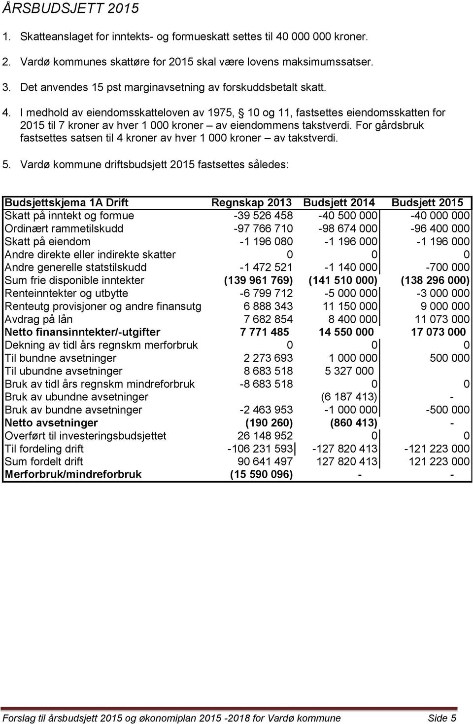 I medhold av eiendomsskatteloven av 1975, 10 og 11, fastsettes eiendomsskatten for 2015 til 7 kroner av hver 1 000 kroner av eiendommens takstverdi.