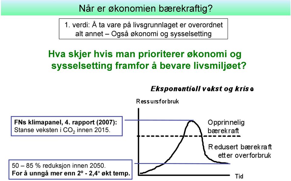 sysselsetting Hva skjer hvis man prioriterer økonomi og sysselsetting framfor å bevare