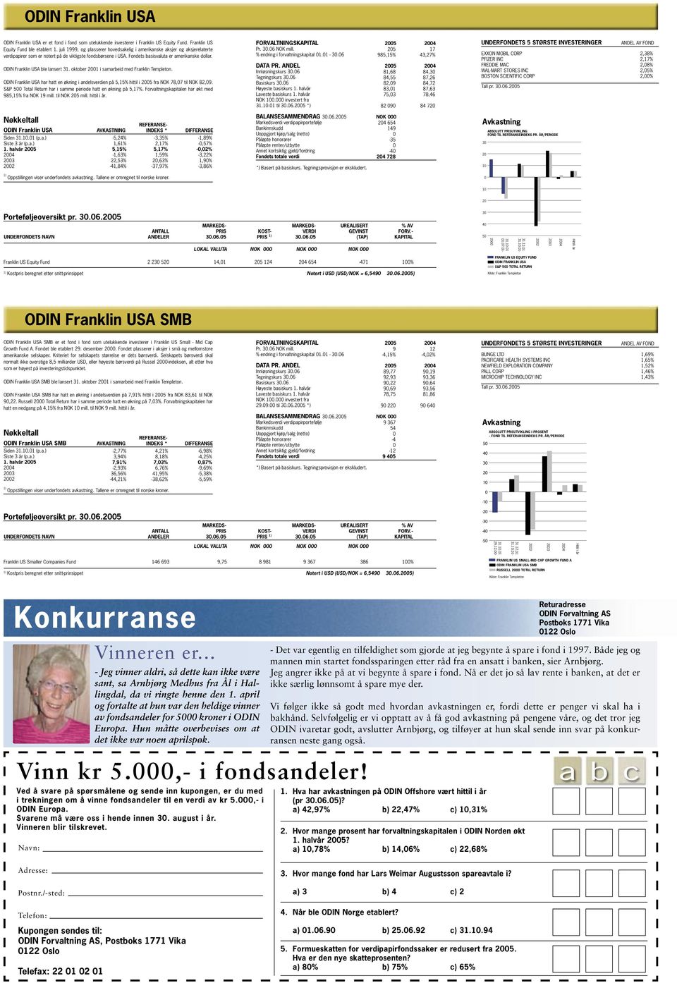 ODIN Franklin USA ble lansert 31. oktober 21 i samarbeid med Franklin Templeton. ODIN Franklin USA har hatt en økning i andelsverdien på 5,15% hittil i 25 fra NOK 78,7 til NOK 82,9.