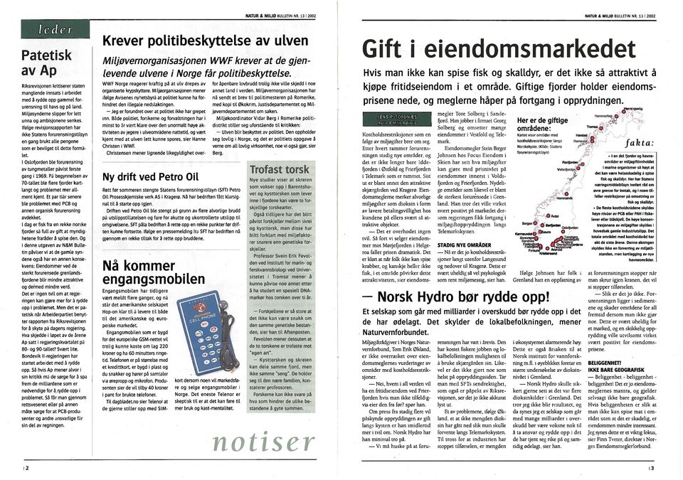 forurensning av tungmetaller påvist første gang i 1969 Pa begynnelsen av 70tallet ble flere fjorder kart langt og problemet mer allment kjent Et par tiår senere ble problemet med PCB og annen