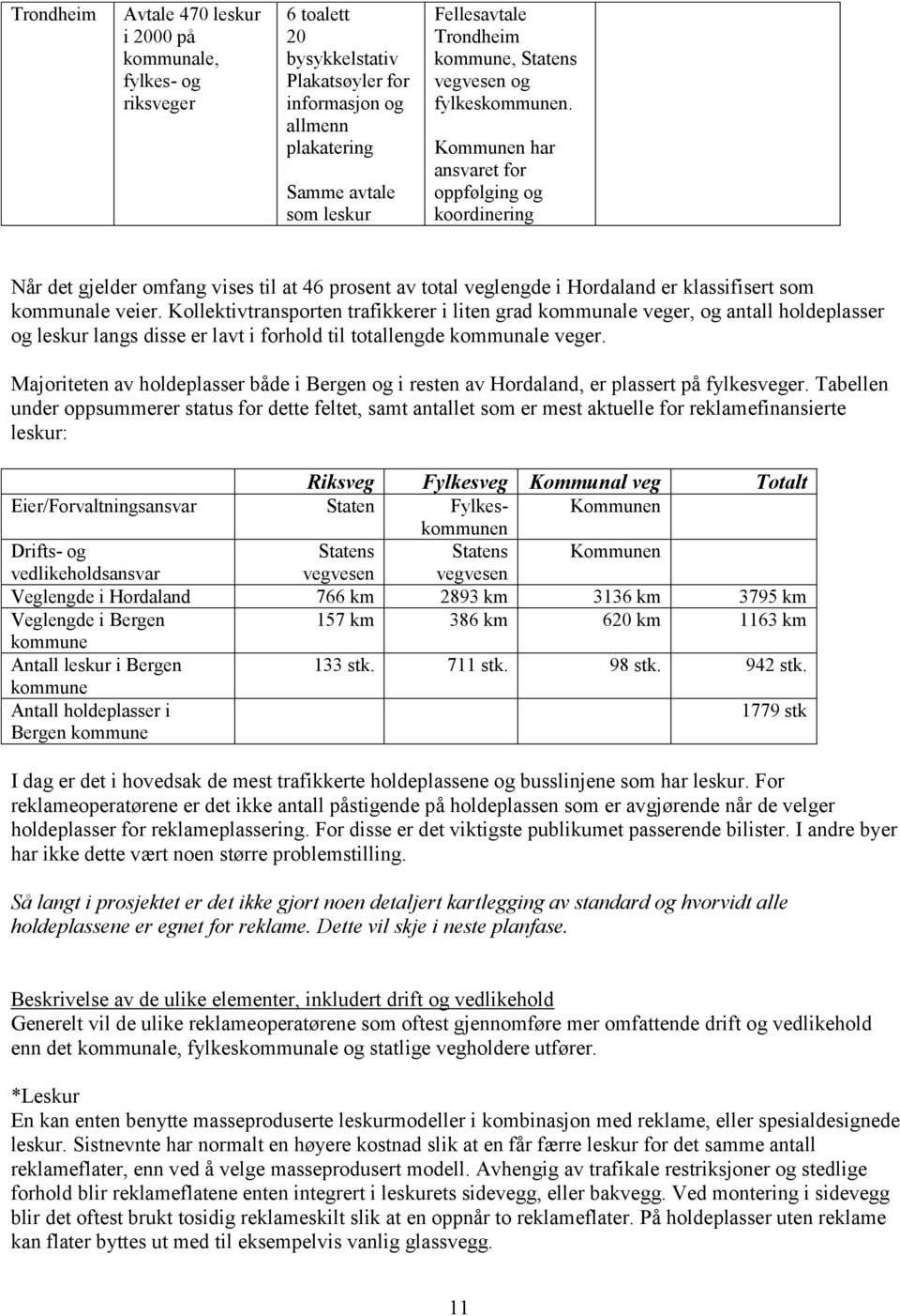 Kommunen har ansvaret for oppfølging og koordinering Når det gjelder omfang vises til at 46 prosent av total veglengde i Hordaland er klassifisert som kommunale veier.