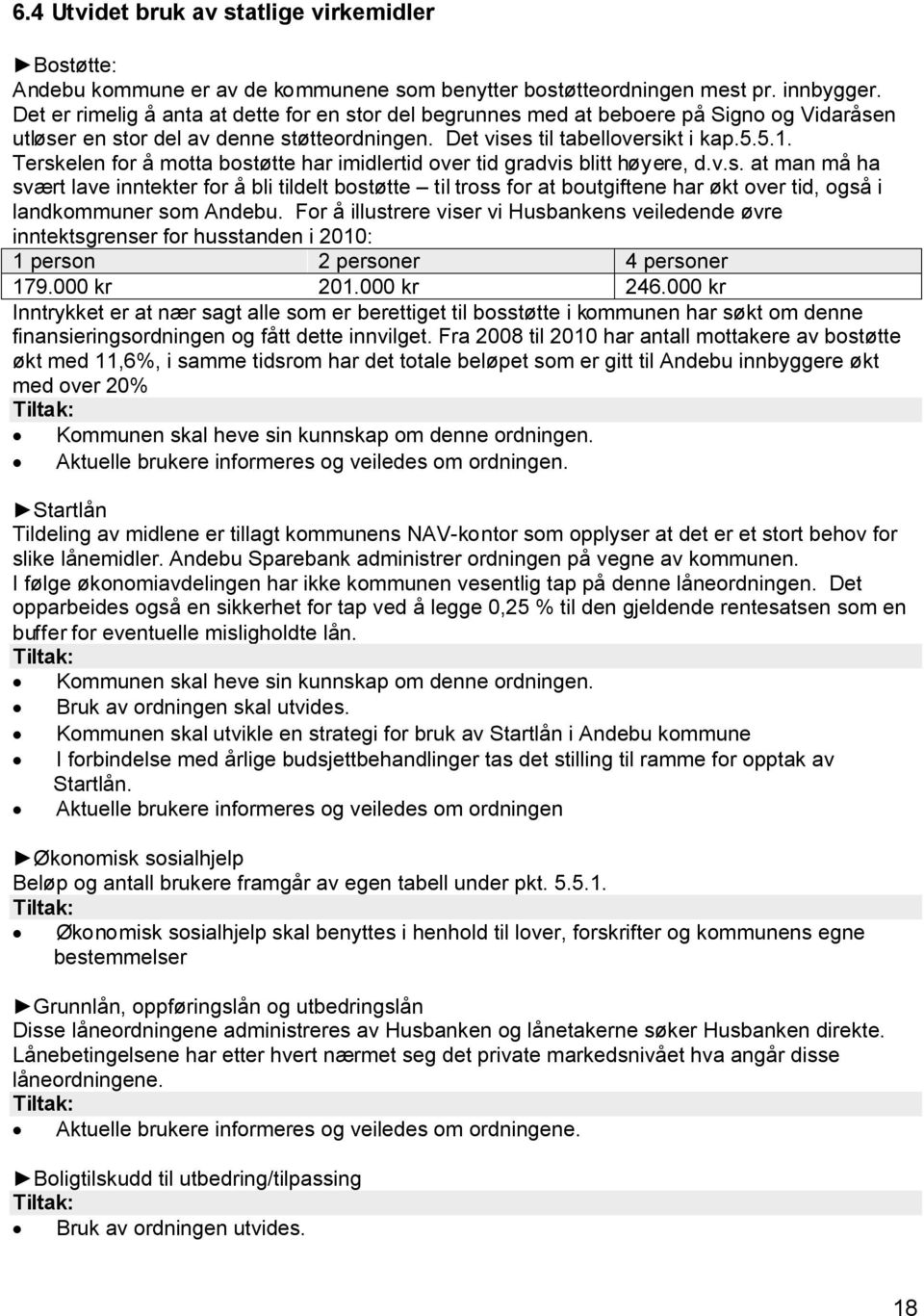 Terskelen for å motta bostøtte har imidlertid over tid gradvis blitt høyere, d.v.s. at man må ha svært lave inntekter for å bli tildelt bostøtte til tross for at boutgiftene har økt over tid, også i landkommuner som Andebu.