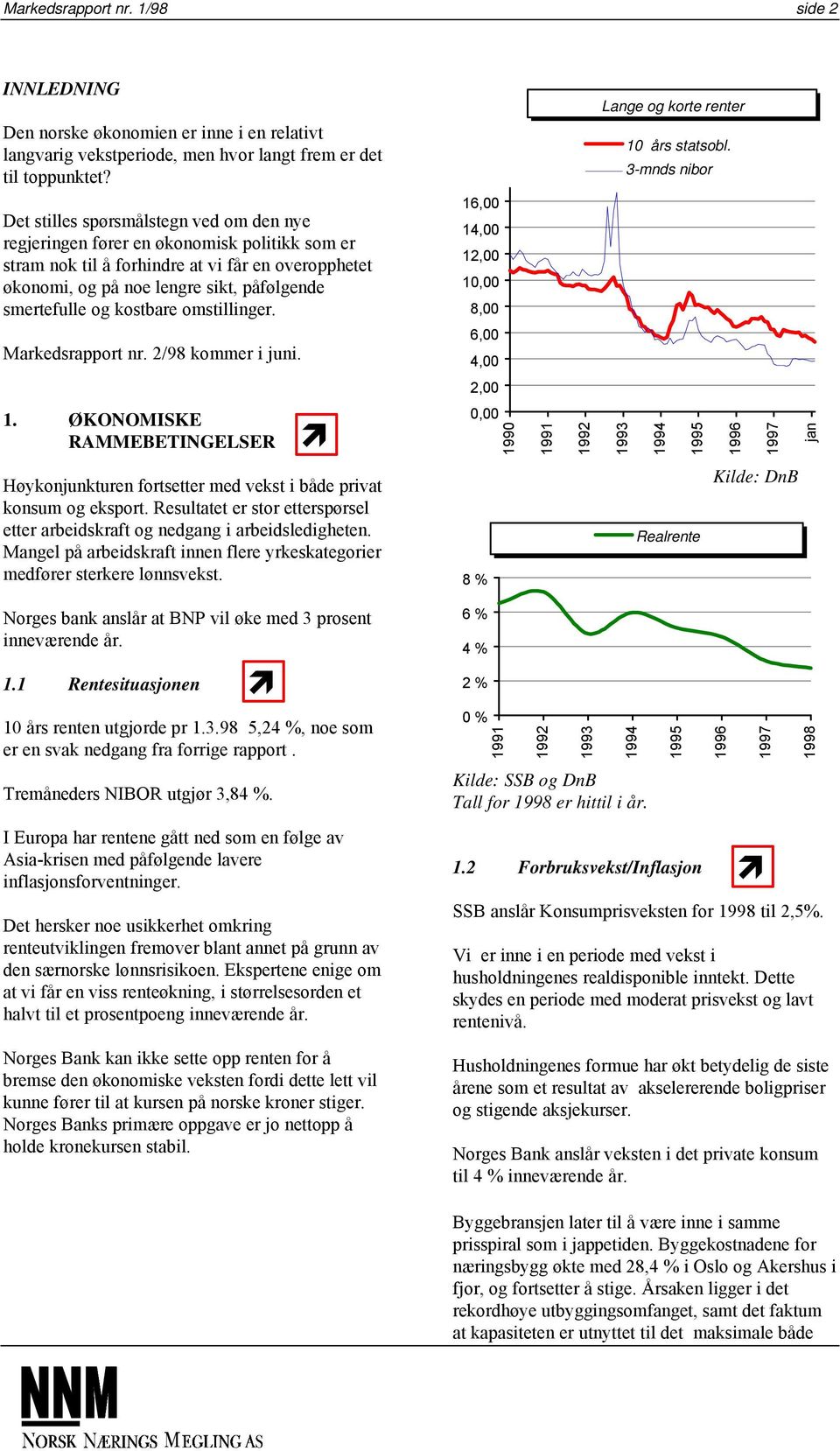 smertefulle og kostbare omstillinger. Markedsrapport nr. 2/98 kommer i juni. 16,00 14,00 12,00 10,00 8,00 6,00 4,00 2,00 1.