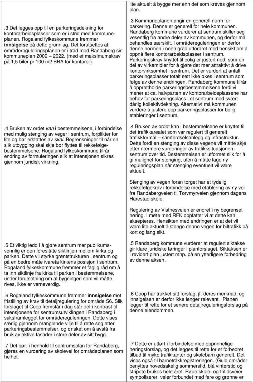 (med et maksimumskrav på 1,5 biler pr 100 m2 BRA for kontorer)..4 Bruken av ordet kan i bestemmelsene, i forbindelse med mulig stenging av veger i sentrum, forplikter for lite og bør erstattes av skal.