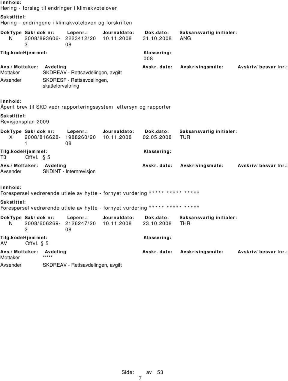 2008 ANG 3 08 008 Mottaker SKDREAV - Rettsavdelingen, avgift Avsender SKDRESF - Rettsavdelingen, skatteforvaltning Åpent brev til SKD vedr rapporteringssystem ettersyn og