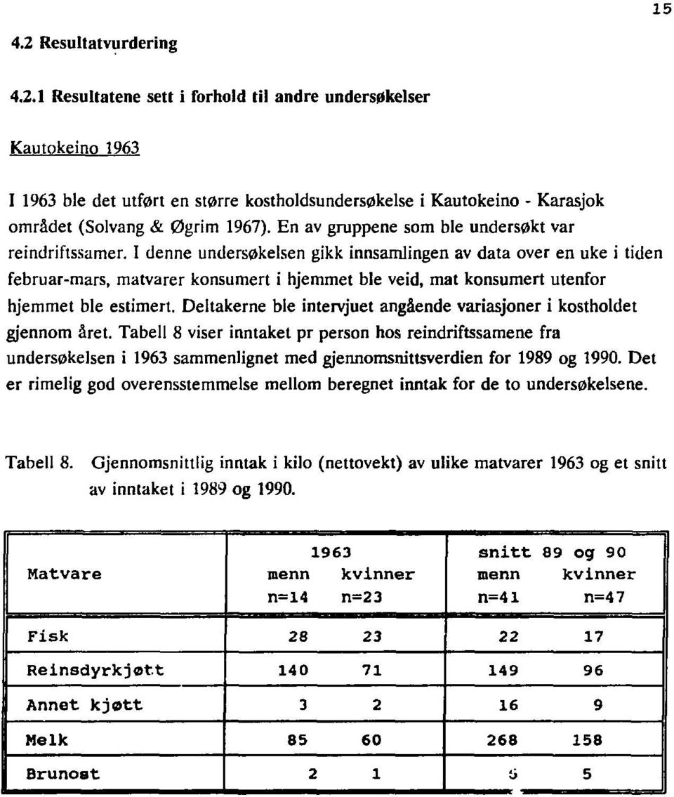 I denne undersøkelsen gikk innsamlingen av data over en uke i tiden februar-mars, matvarer konsumert i hjemmet ble veid, mat konsumert utenfor hjemmet ble estimert.