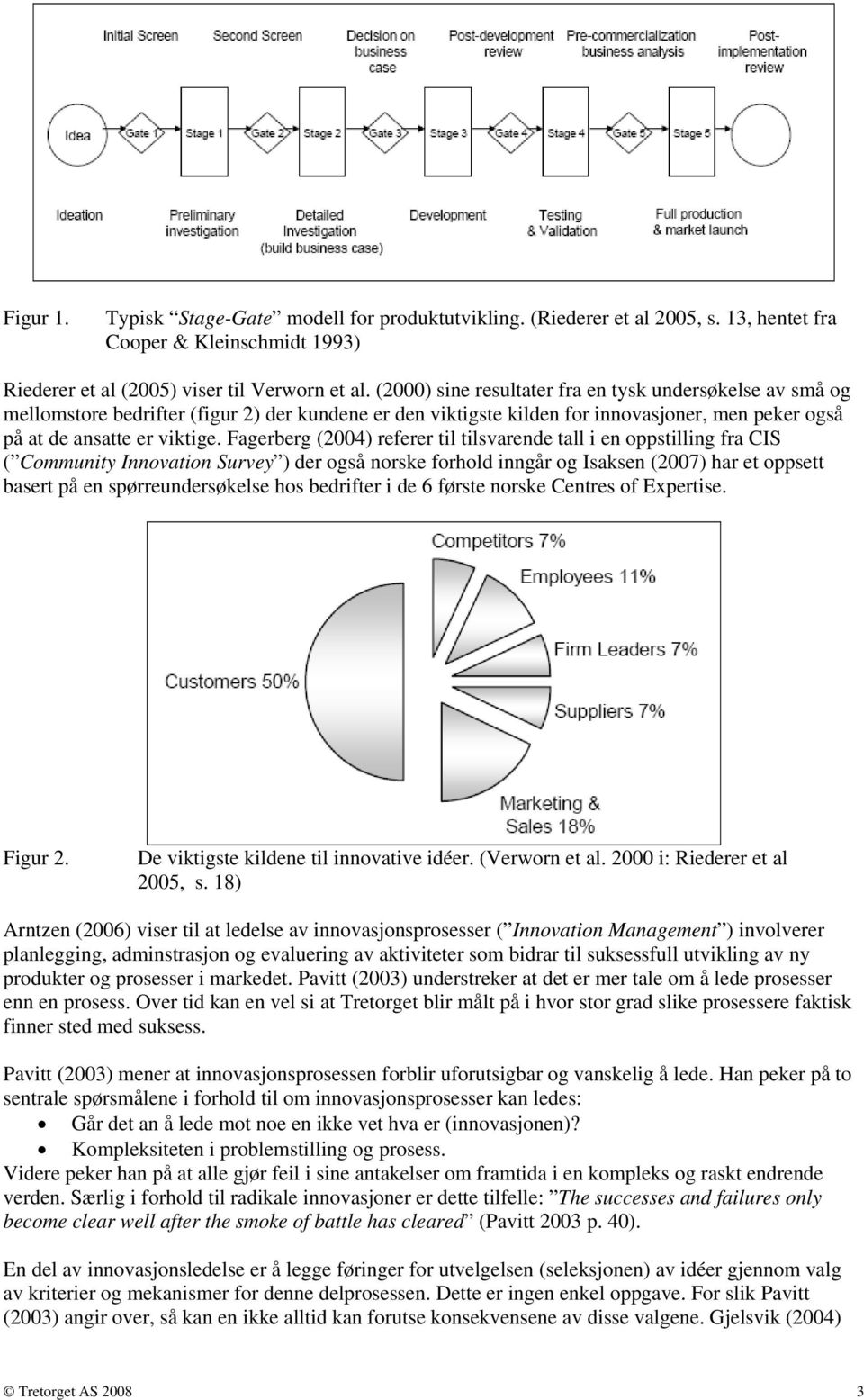 Fagerberg (2004) referer til tilsvarende tall i en oppstilling fra CIS ( Community Innovation Survey ) der også norske forhold inngår og Isaksen (2007) har et oppsett basert på en spørreundersøkelse