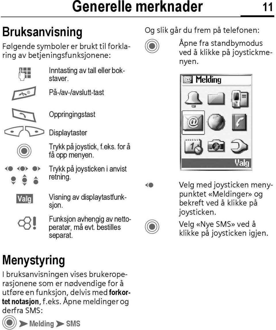 bestilles separat. Og slik går du frem på telefonen: C D C Åpne fra standbymodus ved å klikke på joystickmenyen. Velg med joysticken menypunktet «Meldinger» og bekreft ved å klikke på joysticken.