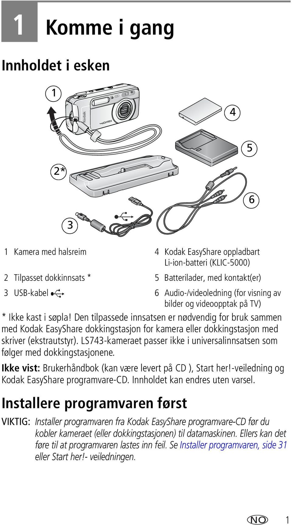 Den tilpassede innsatsen er nødvendig for bruk sammen med Kodak EasyShare dokkingstasjon for kamera eller dokkingstasjon med skriver (ekstrautstyr).