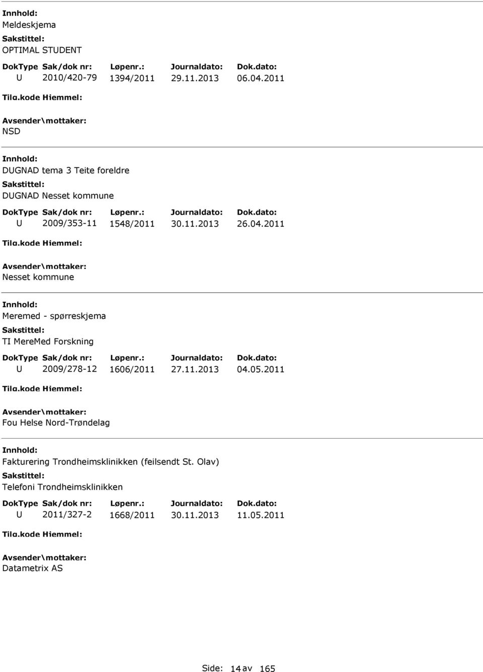 2011 Nesset kommune Meremed - spørreskjema TI MereMed Forskning 2009/278-12 1606/2011 27.11.2013 04.05.