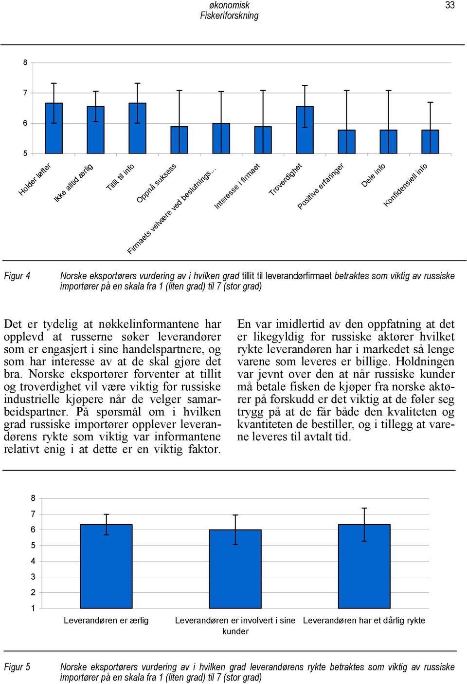 russiske importører på en skala fra 1 (liten grad) til 7 (stor grad) Det er tydelig at nøkkelinformantene har opplevd at russerne søker leverandører som er engasjert i sine handelspartnere, og som