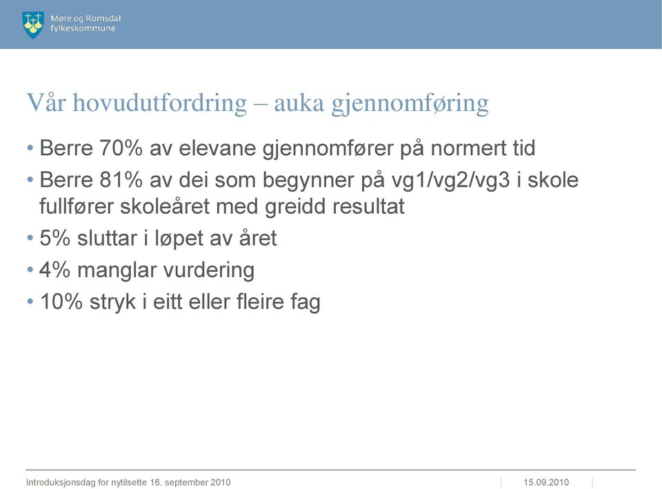 vg1/vg2/vg3 i skole fullfører skoleåret med greidd resultat 5%