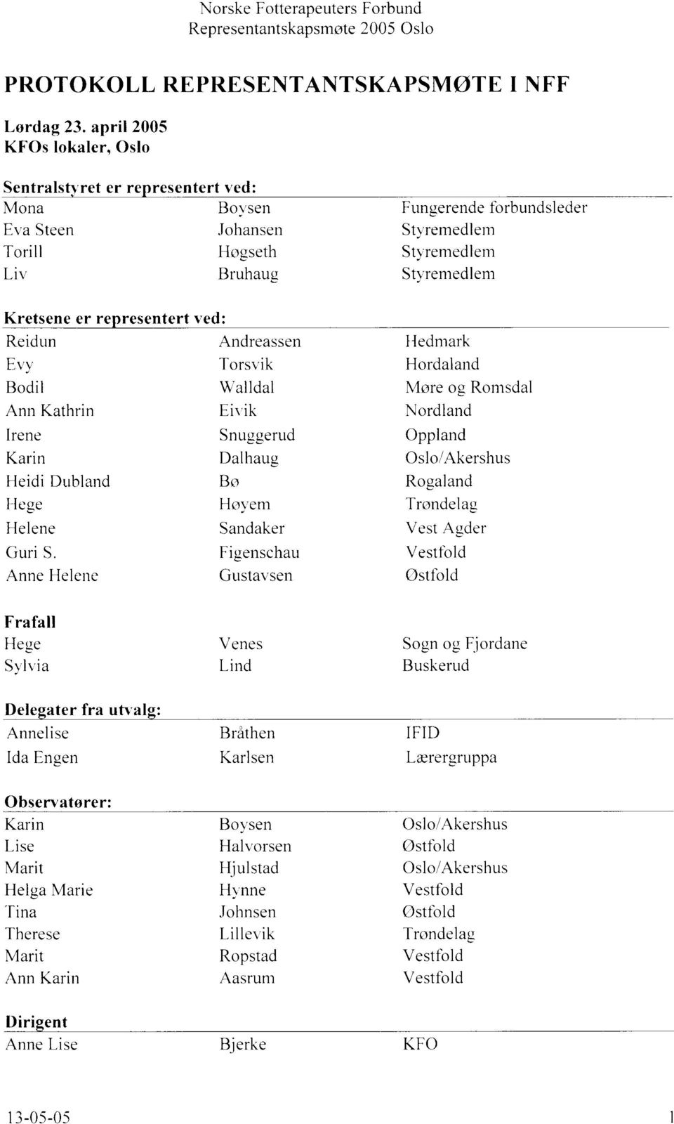 remedlem Kretsene er representert ved: Reidun Eu)' Bodil Ann Kathrin Irene Karin Heidi Dubland I-lege Helene Guri S.