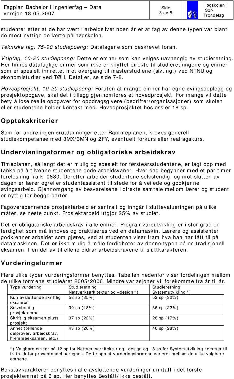 Her finnes datafaglige emner som ikke er knyttet direkte til studieretningene og emner som er spesielt innrettet mot overgang til masterstudiene (siv.ing.) ved NTNU og økonomistudier ved TØH.