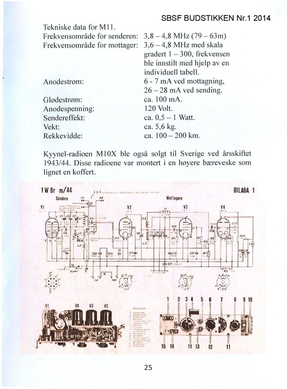 skala gradert l - 300, frekvensen ble inn stilt med hj elp aven individuell tabell. 6-7 ma ved mottagnin g, 26-28 ma ved send ing. ca. 100 ma. 120 Volt. ca. 0,5 - l Watt.