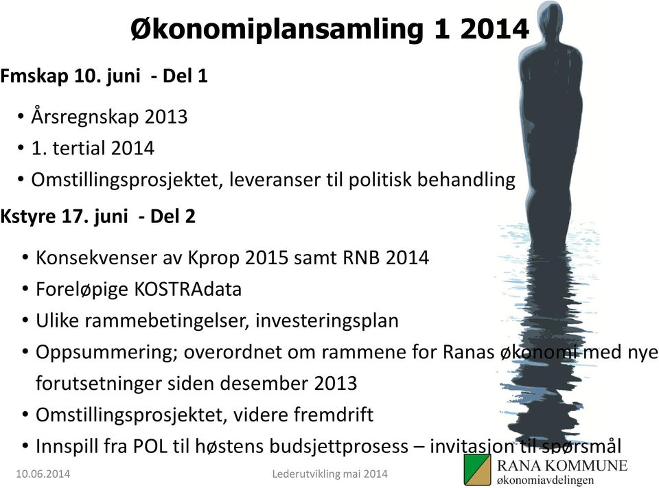 juni -Del 2 Konsekvenser av Kprop2015 samt RNB2014 Foreløpige KOSTRAdata Ulike rammebetingelser, investeringsplan