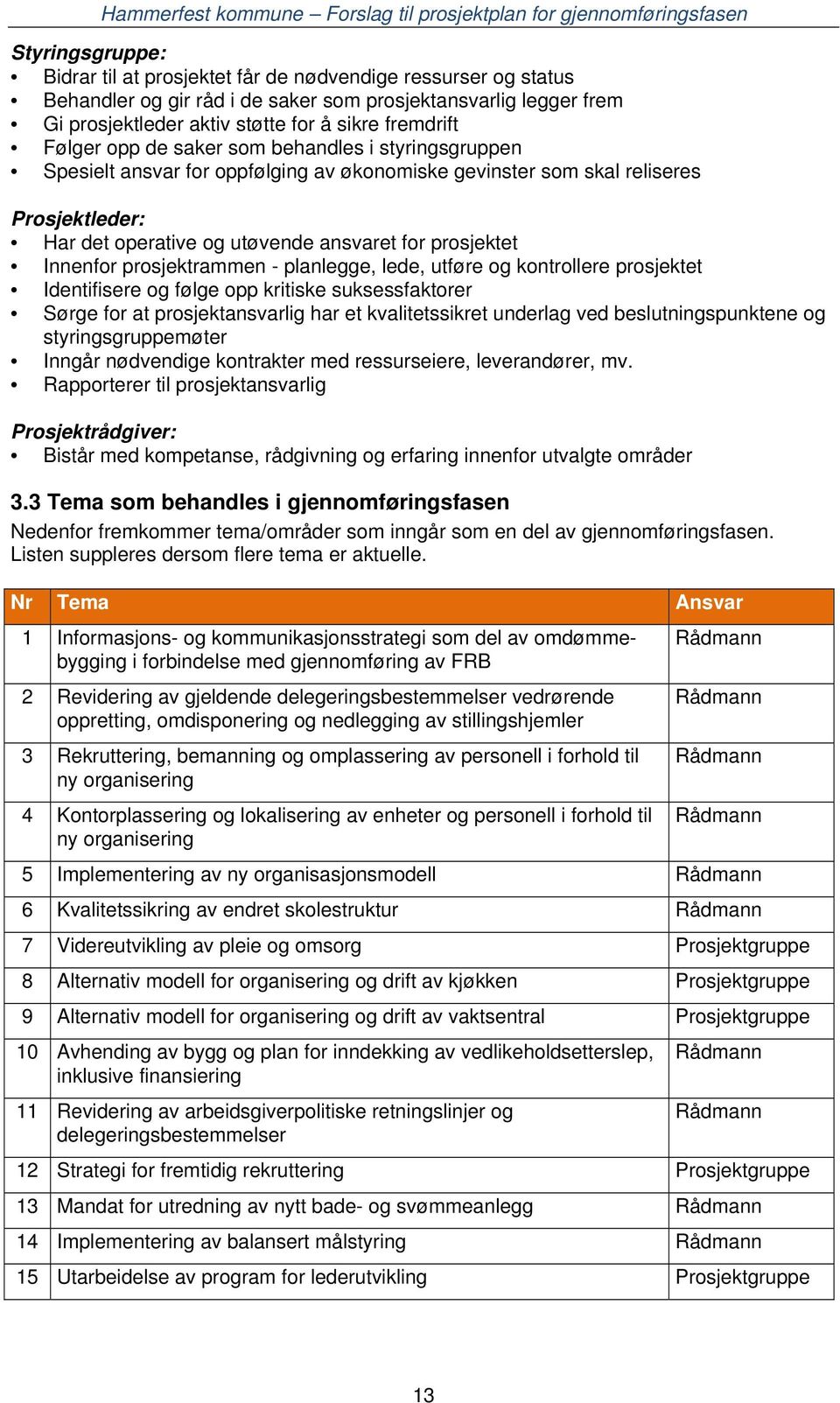 Innenfor prosjektrammen - planlegge, lede, utføre og kontrollere prosjektet Identifisere og følge opp kritiske suksessfaktorer Sørge for at prosjektansvarlig har et kvalitetssikret underlag ved