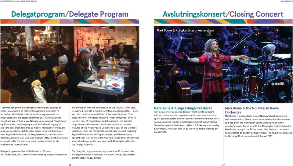 Delegatprogrammet besto av blant annet meet and greet hos Music Norway, omvisning på Popsenteret og Riksscenen, seminarprogram på Kulturhuset, tilgang på alle våre konserter, foredrag på Nobels