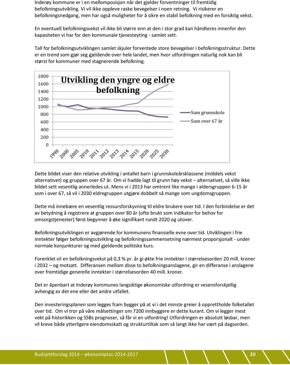 En eventuell befolkningsvekst vil ikke bli større enn at den i stor grad kan håndteres innenfor den kapasiteten vi har for den kommunale tjenesteyting - samlet sett.