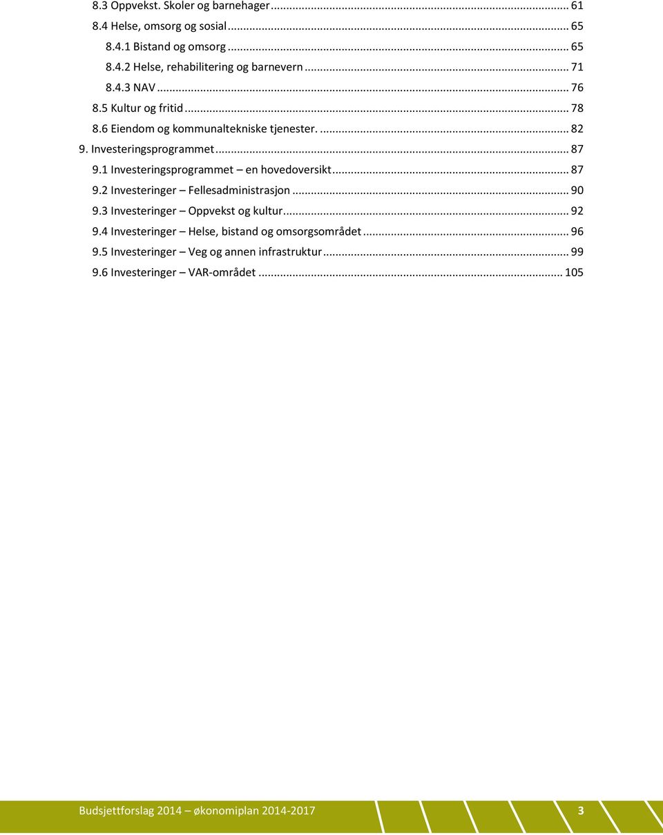 1 Investeringsprogrammet en hovedoversikt... 87 9.2 Investeringer Fellesadministrasjon... 90 9.3 Investeringer Oppvekst og kultur... 92 9.