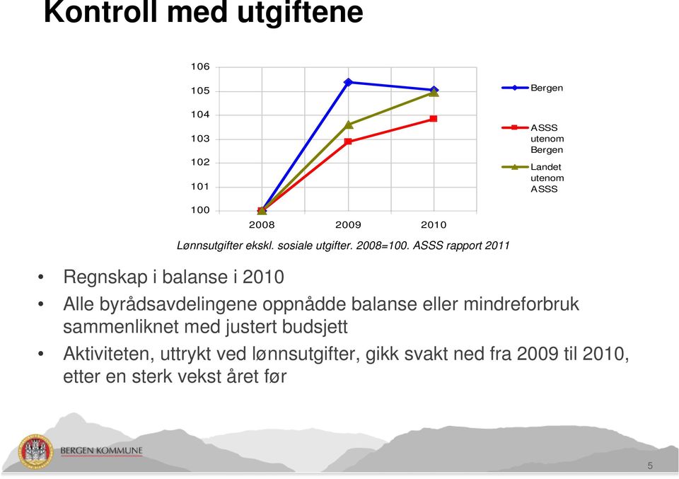 ASSS rapport 2011 Alle byrådsavdelingene oppnådde balanse eller mindreforbruk sammenliknet med