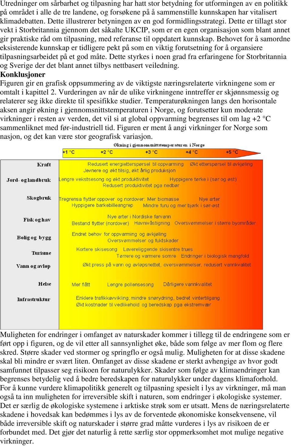 Dette er tillagt stor vekt i Storbritannia gjennom det såkalte UKCIP, som er en egen organisasjon som blant annet gir praktiske råd om tilpasning, med referanse til oppdatert kunnskap.