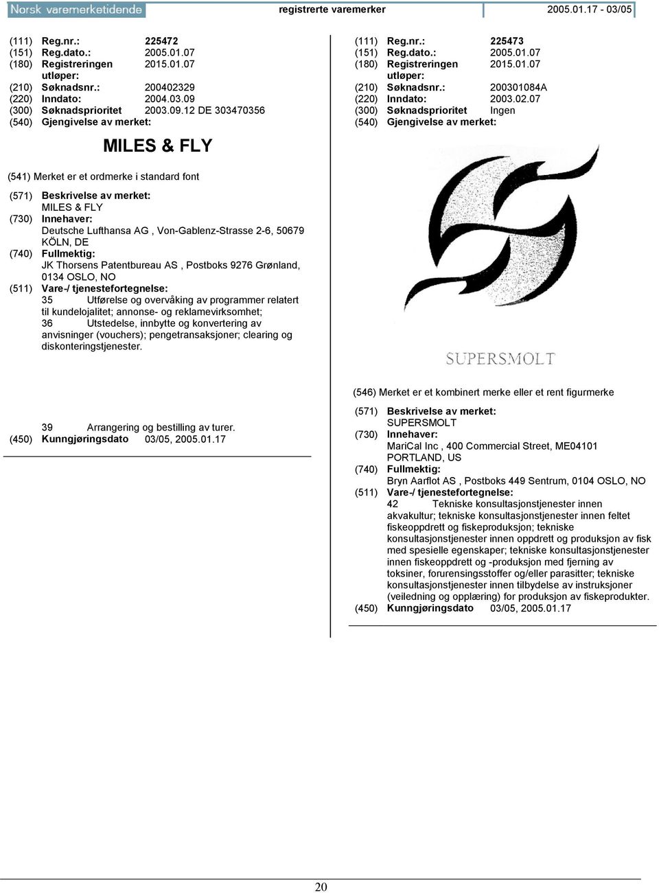 07 MILES & FLY Deutsche Lufthansa AG, Von-Gablenz-Strasse 2-6, 50679 KÖLN, DE JK Thorsens Patentbureau AS, Postboks 9276 Grønland, 0134 OSLO, NO 35 Utførelse og overvåking av programmer relatert til