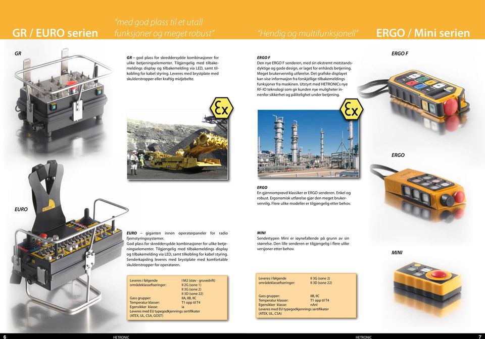 ERGO F Den nye ERGO F senderen, med sin ekstremt motstandsdyktige og gode design, er laget for enhånds betjening. Meget brukervennlig utførelse.