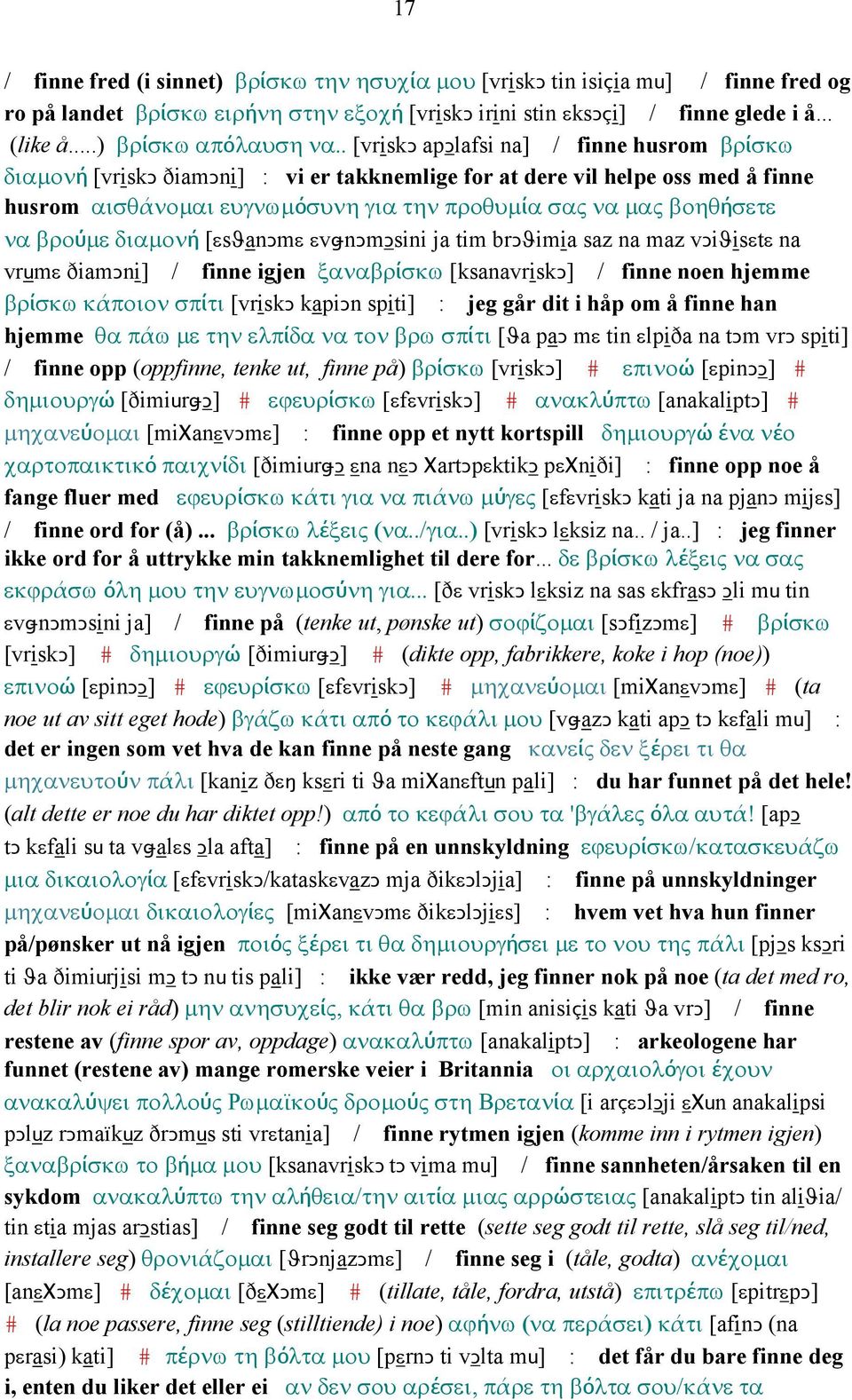 . [vriskǥ apǥlafsi na] / finne husrom βρίσκω διαµονή [vriskǥ ðiamǥni] : vi er takknemlige for at dere vil helpe oss med å finne husrom αισθάνοµαι ευγνωµόσυνη για την προθυµία σας να µας βοηθήσετε να