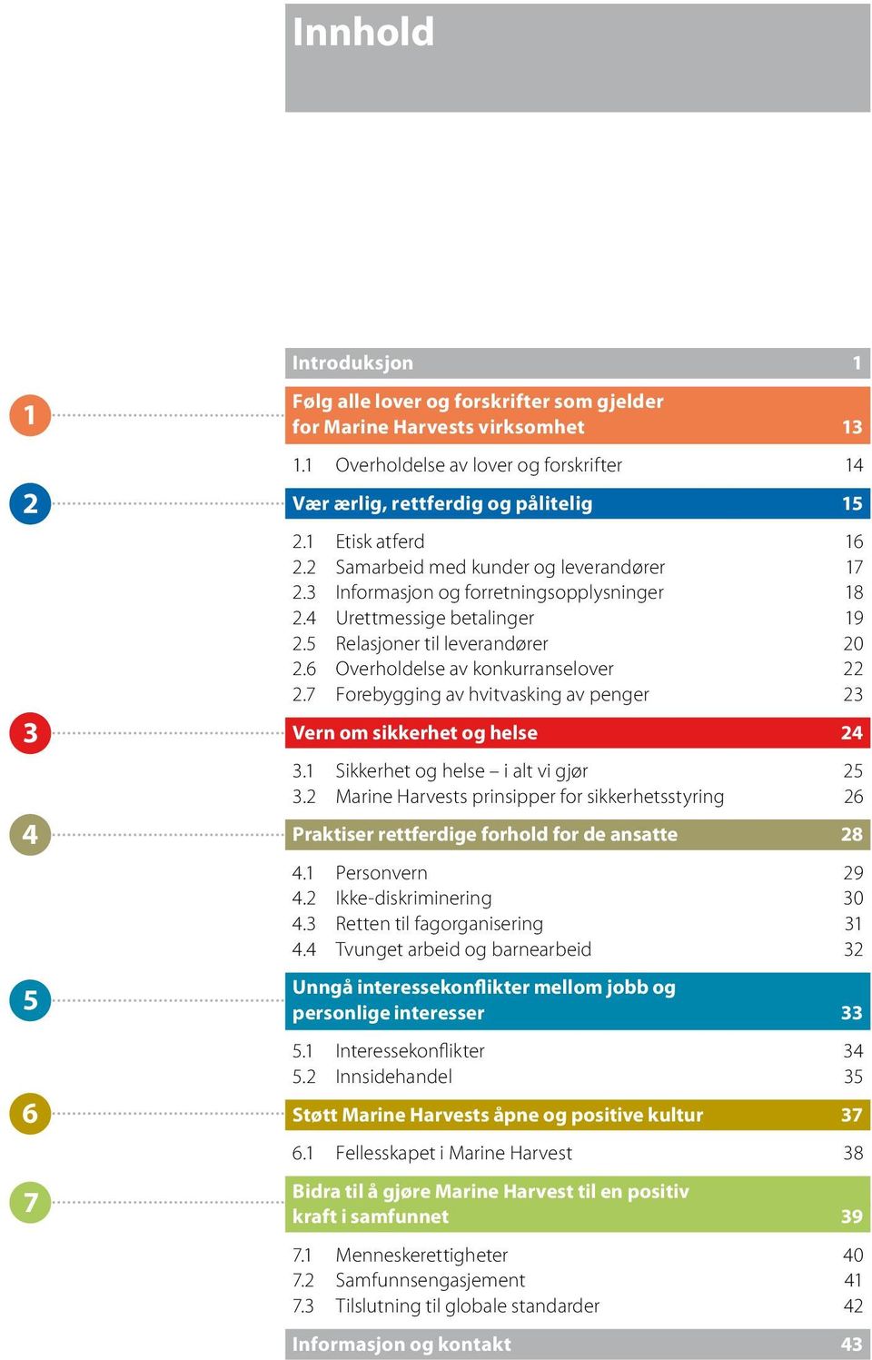 6 Overholdelse av konkurranselover 22 2.7 Forebygging av hvitvasking av penger 23 Vern om sikkerhet og helse 24 3.1 Sikkerhet og helse i alt vi gjør 25 3.