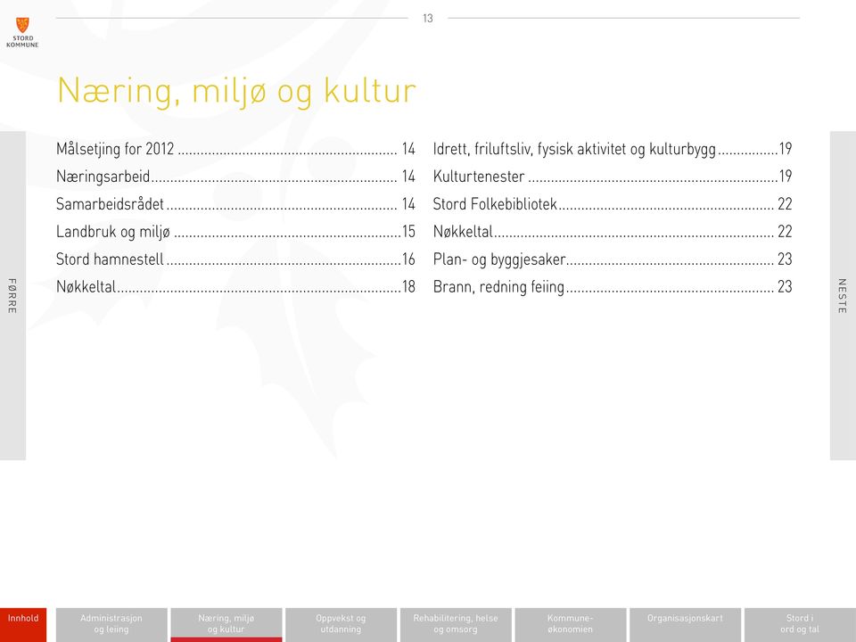 .. 14 Stord Folkebibliotek... 22 Landbruk og miljø...15 Nøkkeltal.