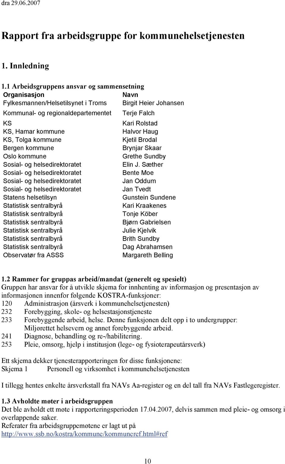 Halvor Haug KS, Tolga kommune Kjetil Brodal Bergen kommune Brynjar Skaar Oslo kommune Grethe Sundby Sosial- og helsedirektoratet Elin J.