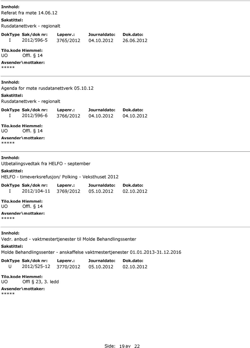 12 Rusdatanettverk - regionalt O 2012/596-6 3766/2012 04.10.