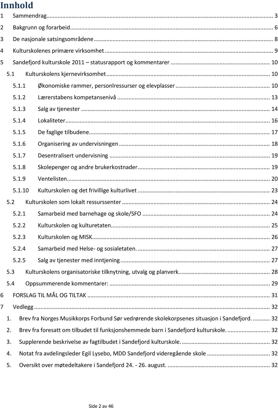 .. 17 5.1.6 Organisering av undervisningen... 18 5.1.7 Desentralisert undervisning... 19 5.1.8 Skolepenger og andre brukerkostnader... 19 5.1.9 Ventelisten... 20 5.1.10 Kulturskolen og det frivillige kulturlivet.